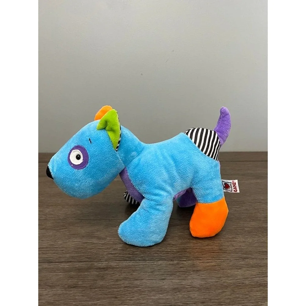 Ganz Patchwork Dog Plush Blue Purple Orange Striped Colorful Stuffed Animal Toy